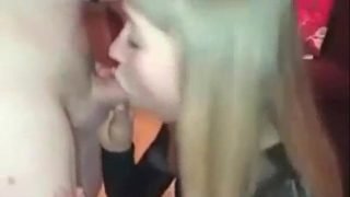 Blonde Amateur Hottie Fiercly Sucks for Cum